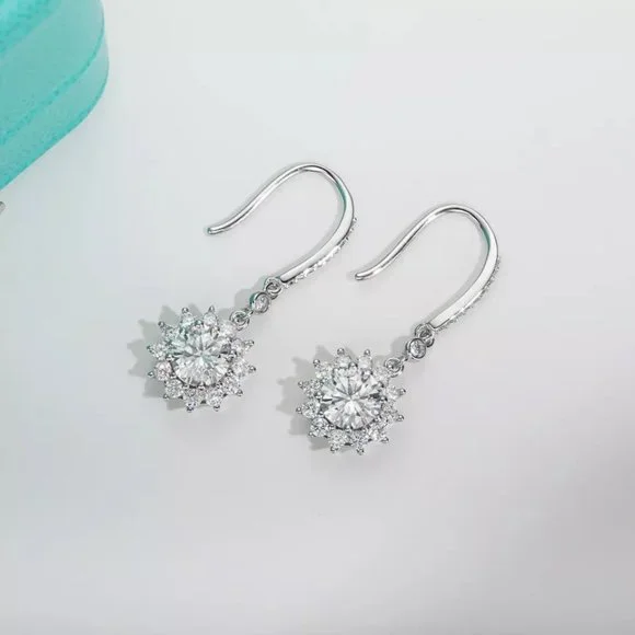 Certified 2ct. t.w. Diamond Brilliant Cut Flower Earrings - Picture 6 of 16